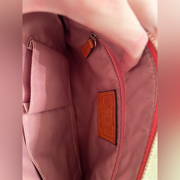 Coach Poppy Tangerine Waxed Leather Distressed Swing Messenger Hobo Bag Purse - Picture 11 of 11